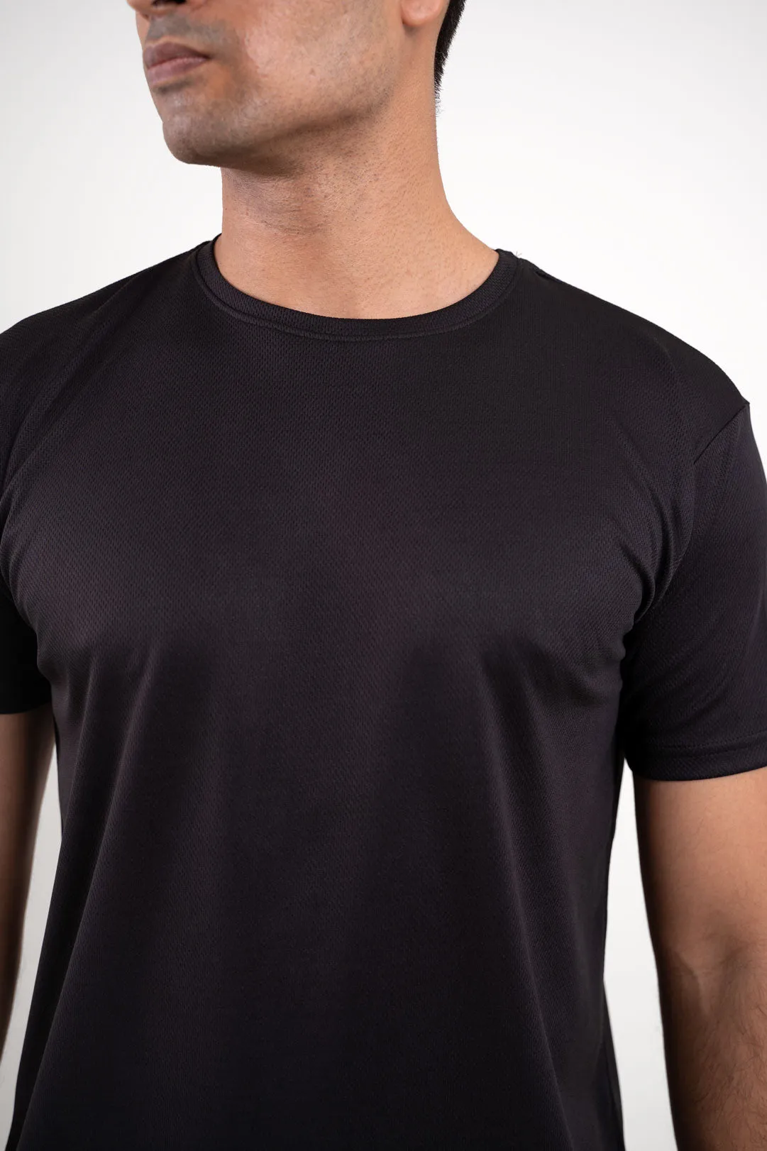 Active Black Crew Neck Tshirt For Men