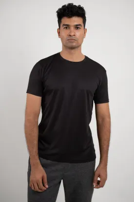 Active Black Crew Neck Tshirt For Men