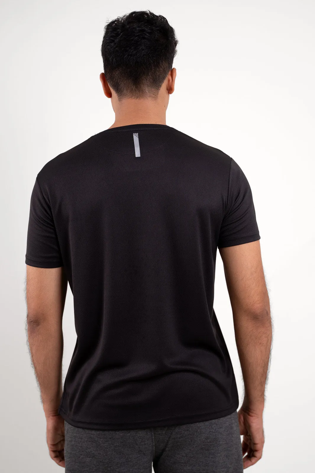 Active Black Crew Neck Tshirt For Men