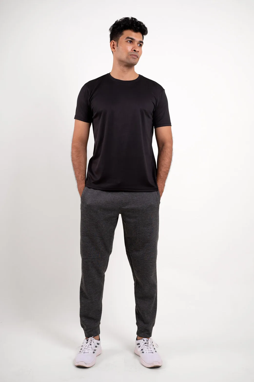 Active Black Crew Neck Tshirt For Men