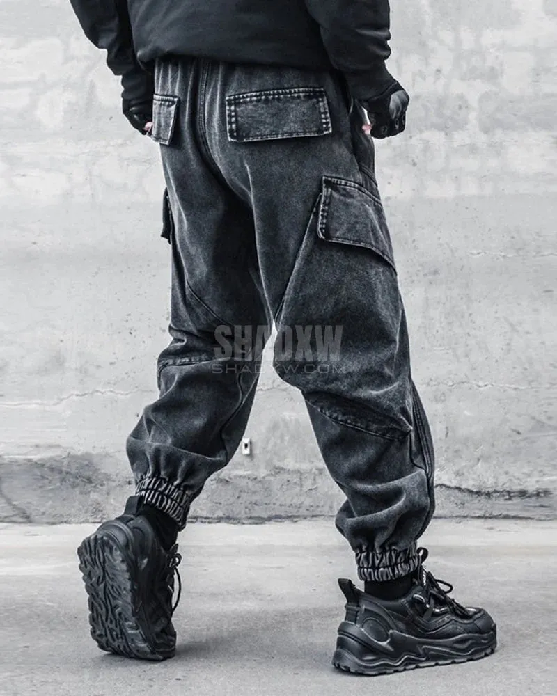 Black Denim Cargo Pants