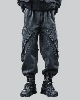 Black Denim Cargo Pants