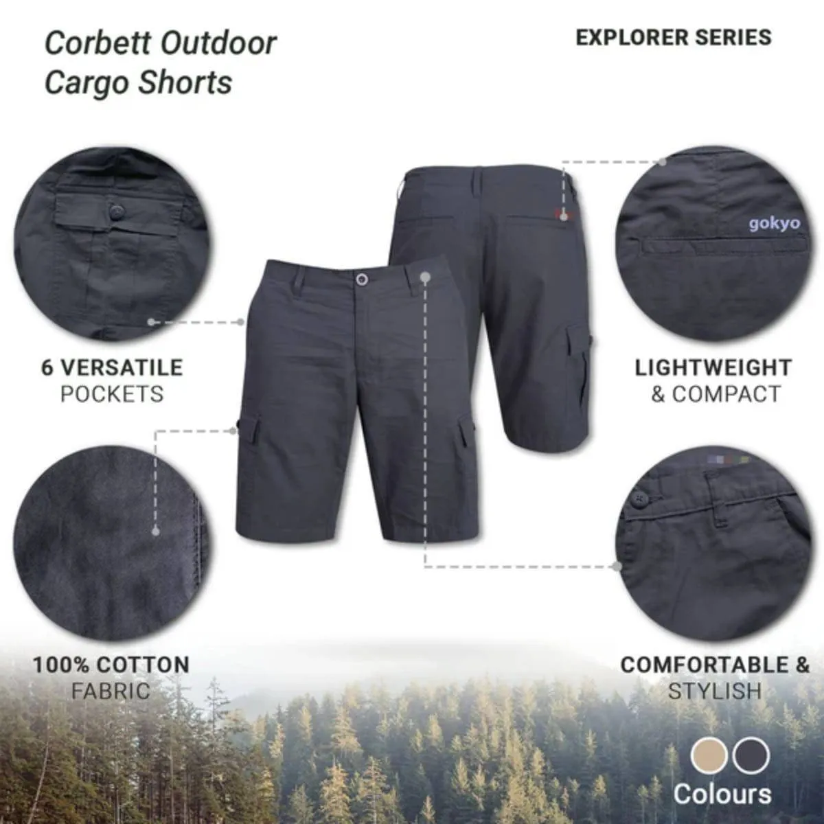 Corbett Outdoor Cargo Shorts - Explorer Series - Beige