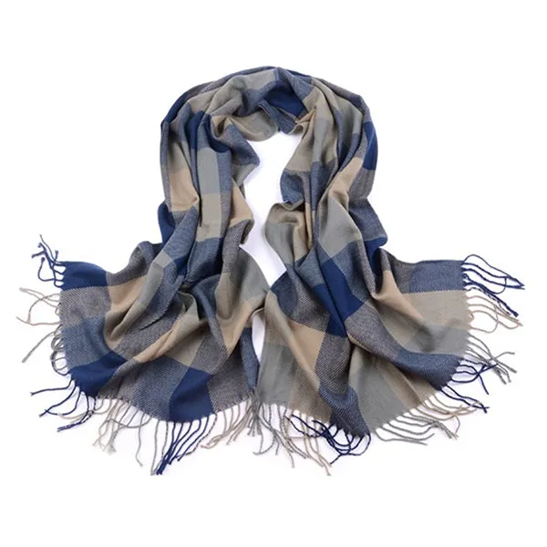 Fashionable Womens Large Plaid Wool Scarves for Fall and Winter