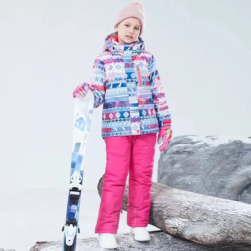 HOTIAN Girls Ski Jacket & Pants Set Kids Snowsuit