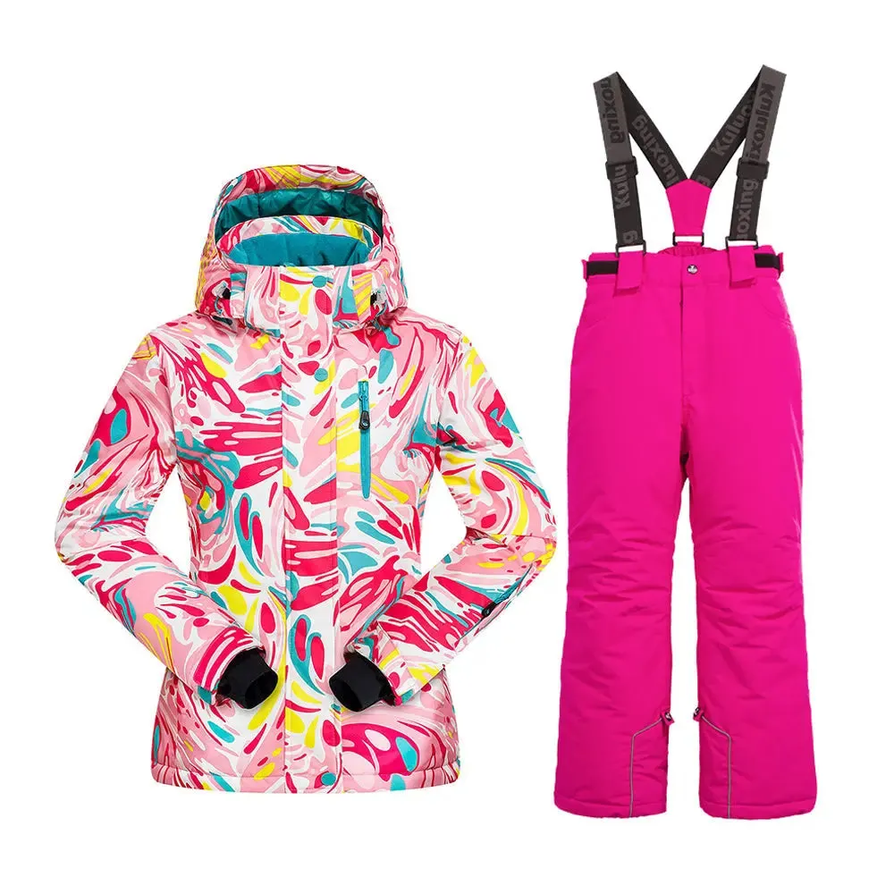 HOTIAN Girls Ski Jacket & Pants Set Kids Snowsuit