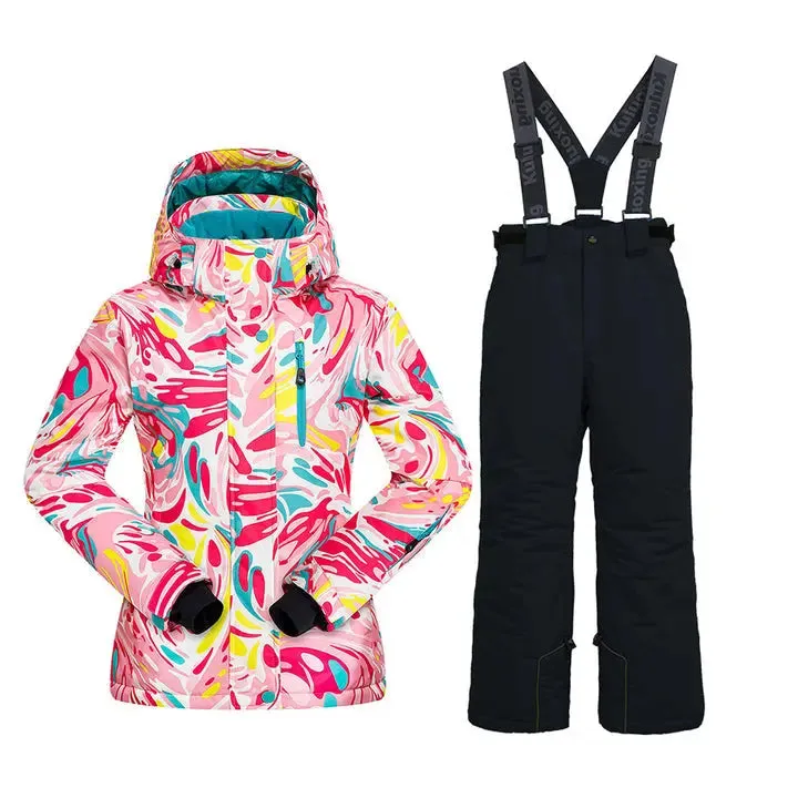 HOTIAN Girls Ski Jacket & Pants Set Kids Snowsuit