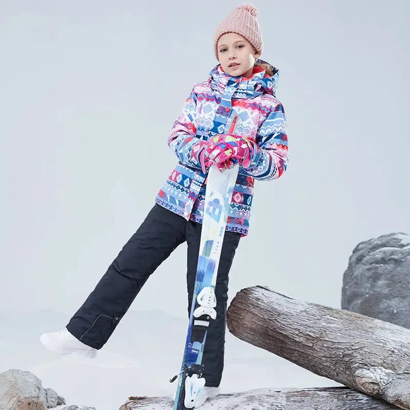 HOTIAN Girls Ski Jacket & Pants Set Kids Snowsuit