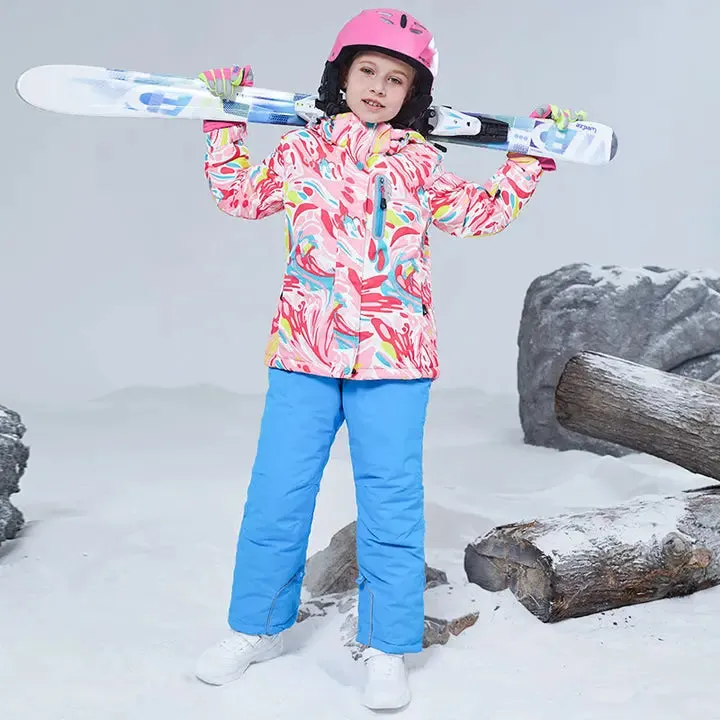 HOTIAN Girls Ski Jacket & Pants Set Kids Snowsuit