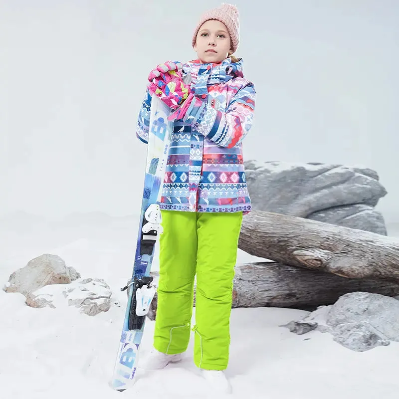 HOTIAN Girls Ski Jacket & Pants Set Kids Snowsuit