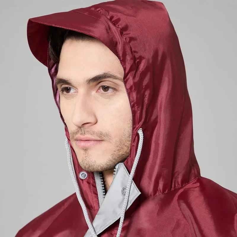 Men Raincoat - Waterproof, Reversible with Inner Pocket | Includes Pants | XXXL | Maroon