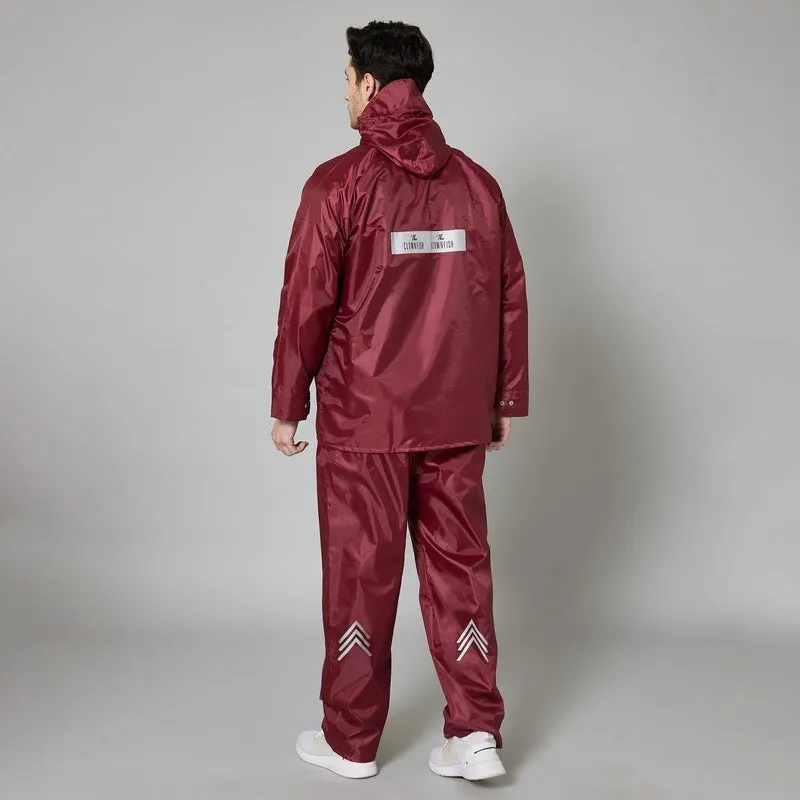 Men Raincoat - Waterproof, Reversible with Inner Pocket | Includes Pants | XXXL | Maroon