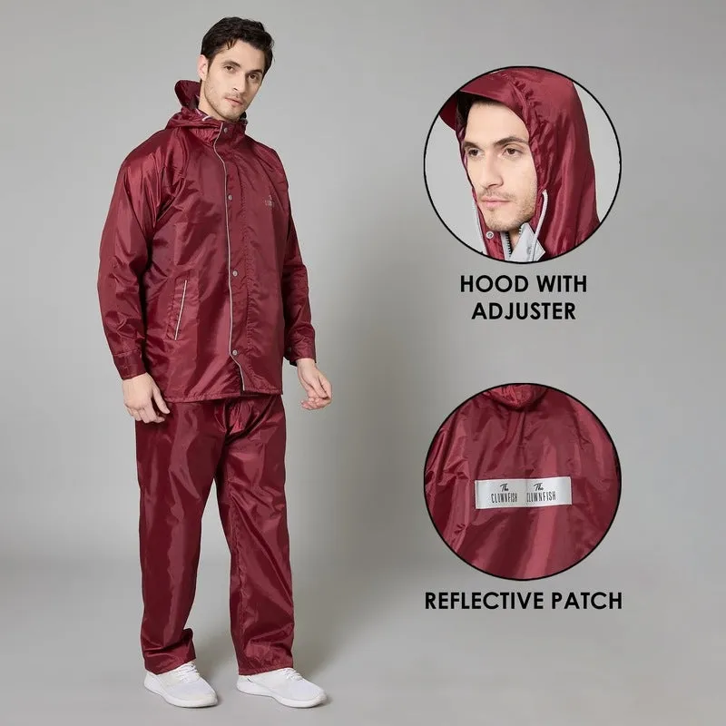 Men Raincoat - Waterproof, Reversible with Inner Pocket | Includes Pants | XXXL | Maroon