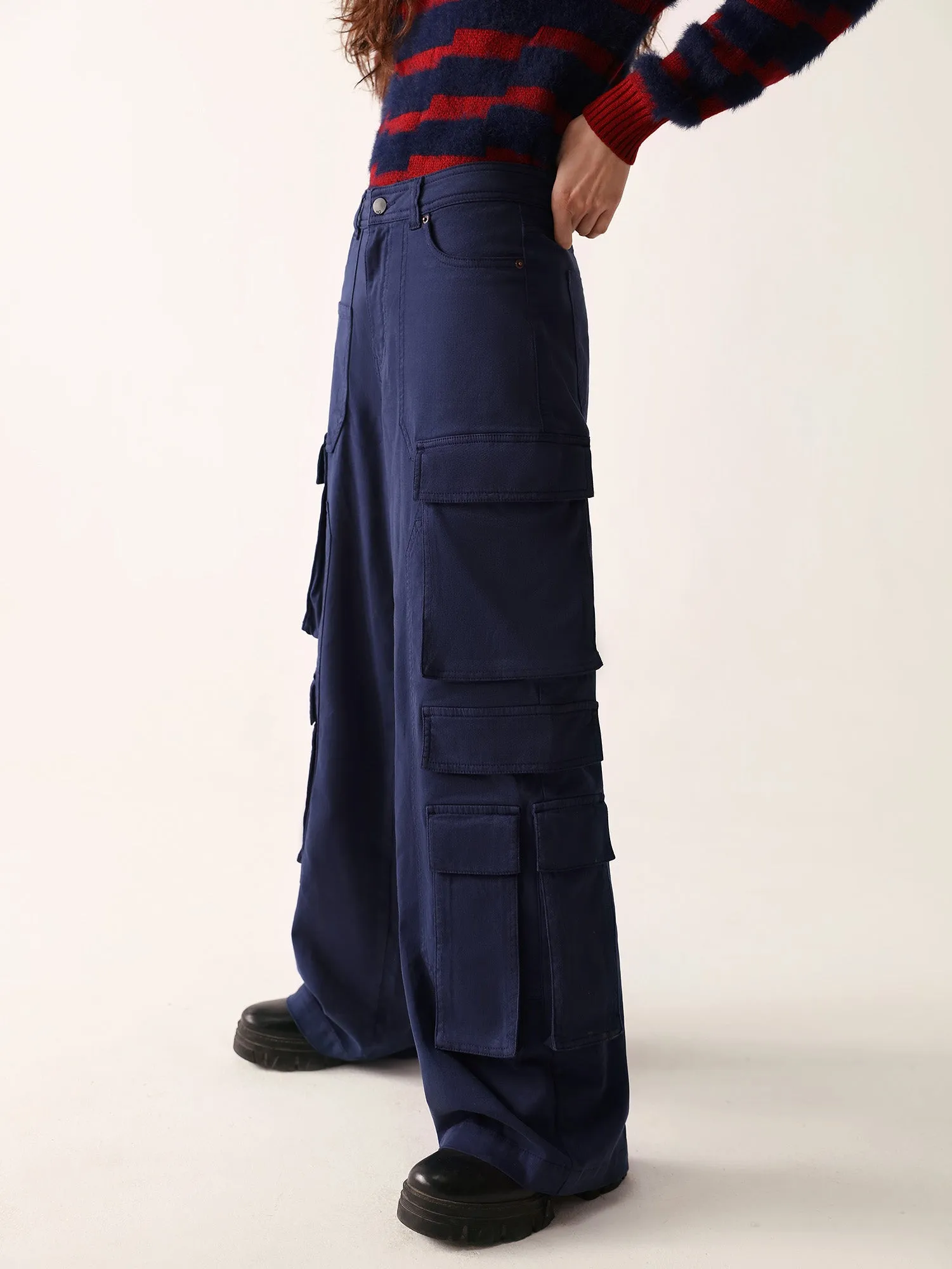 Navy Wide Leg Cargo