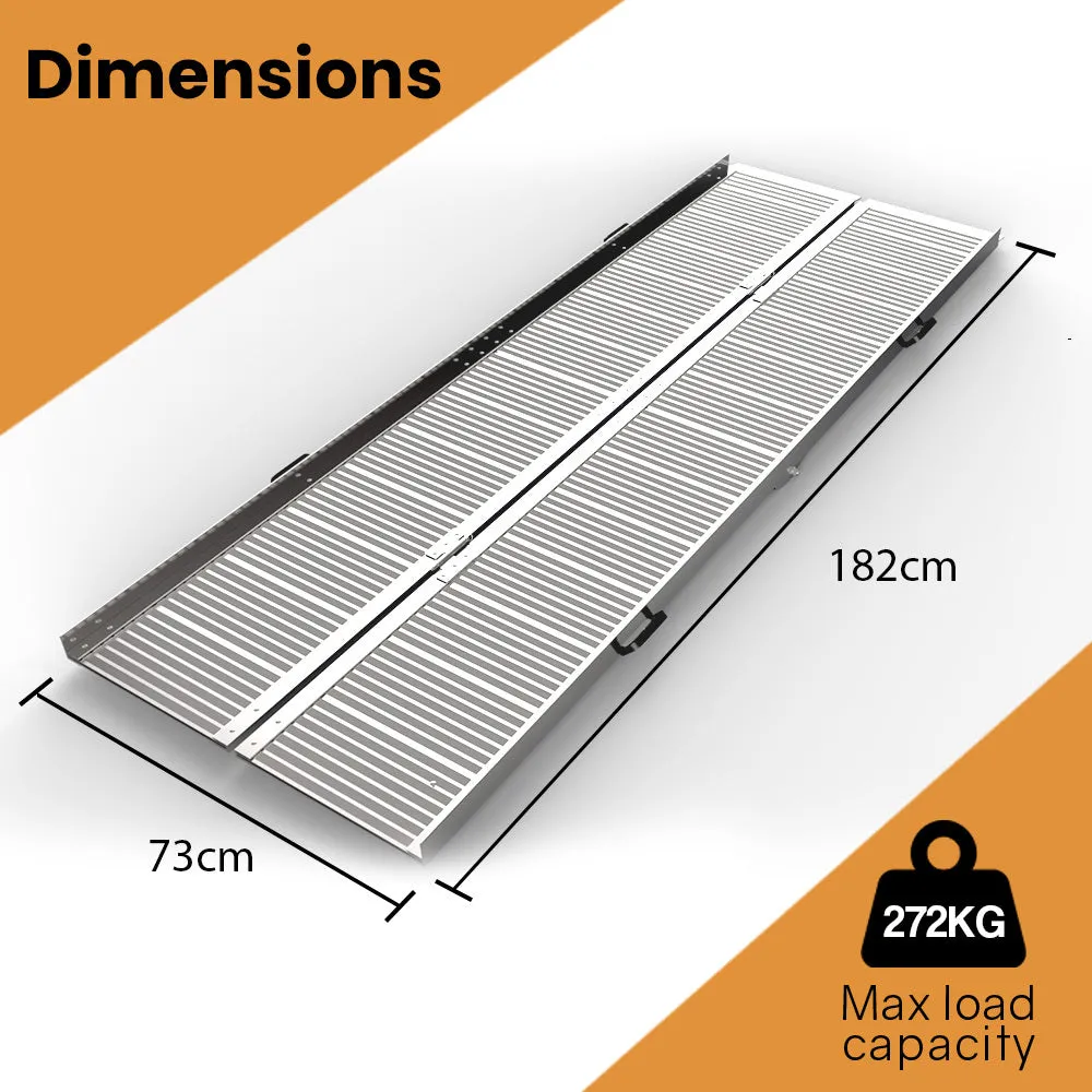 Non-Slip Aluminium Folding Wheelchair Ramp, 182cm, 272kg Limit, Equipmed