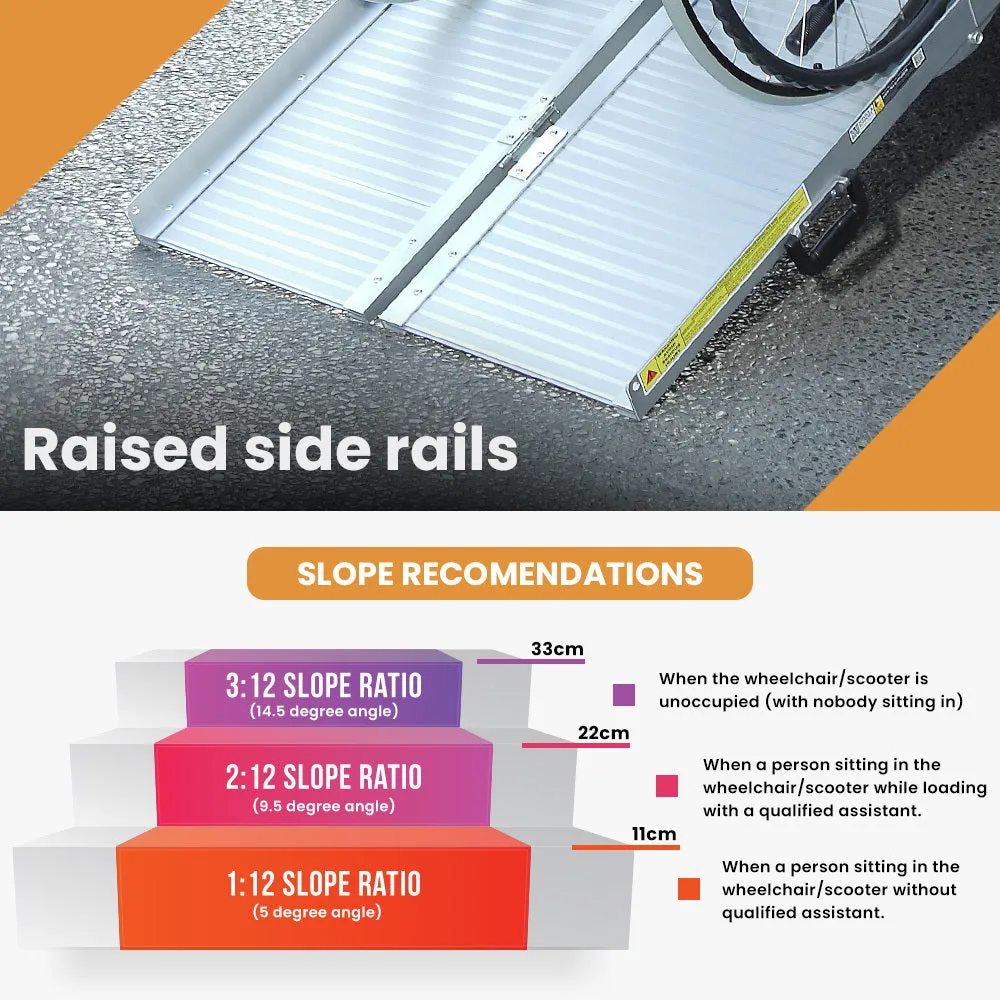 Non-Slip Aluminium Folding Wheelchair Ramp, 182cm, 272kg Limit, Equipmed