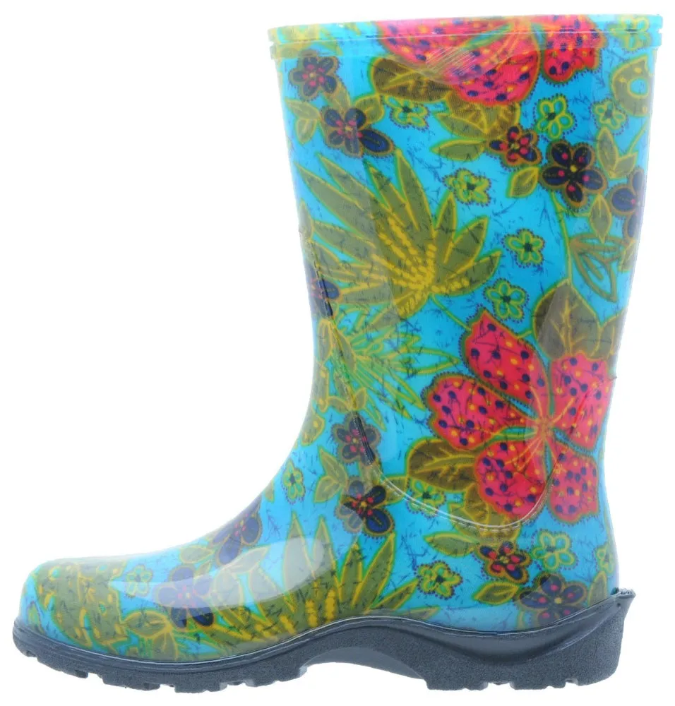 Sloggers® 5002BL07 Women's Rain & Garden Boot, Midsummer Blue Print, Size 7