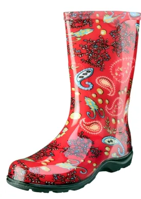 Sloggers Women's Rain & Garden Boots Paisley Red Print