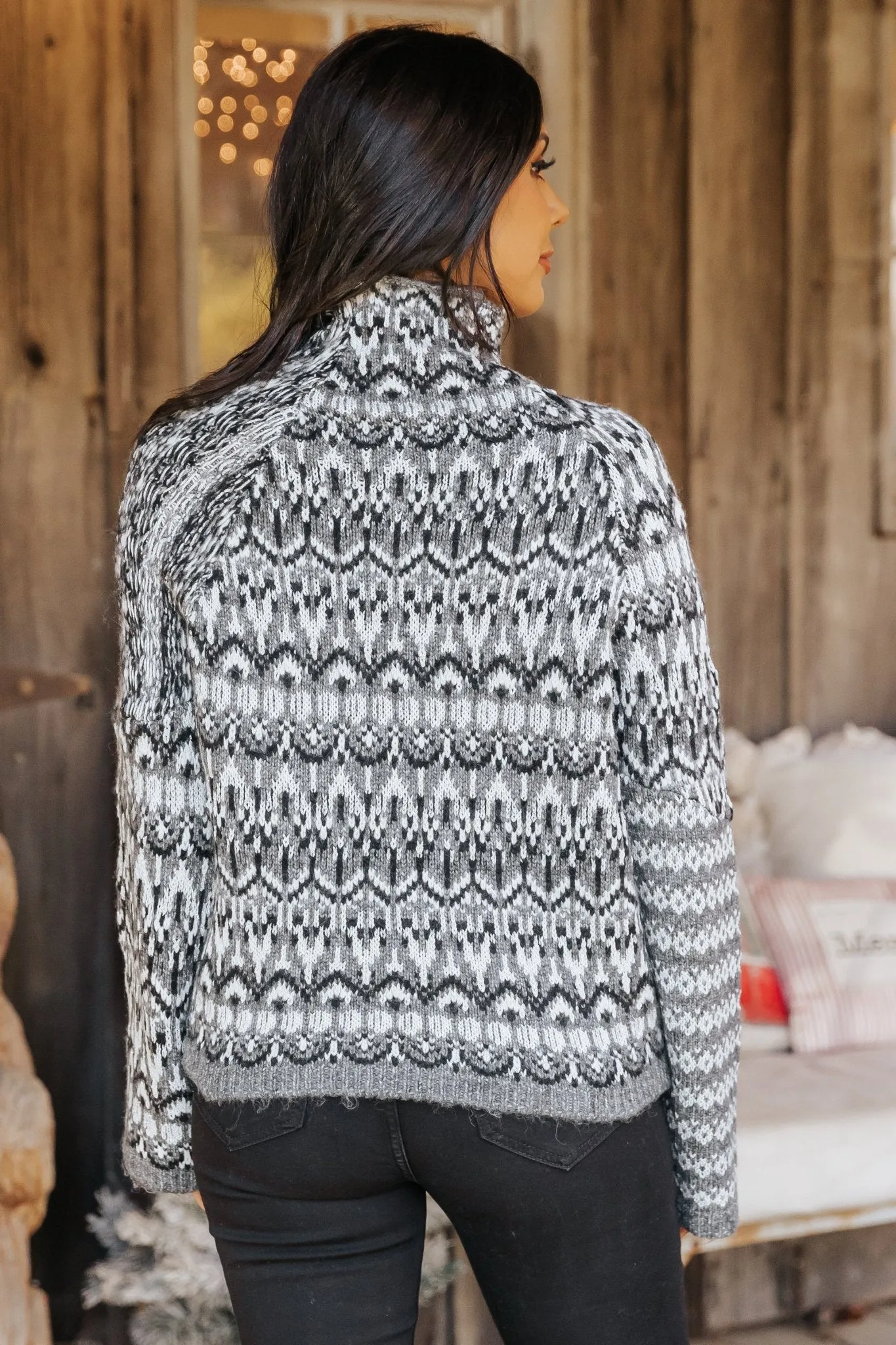 Steve Madden Grey Fair Isle Indie Sweater