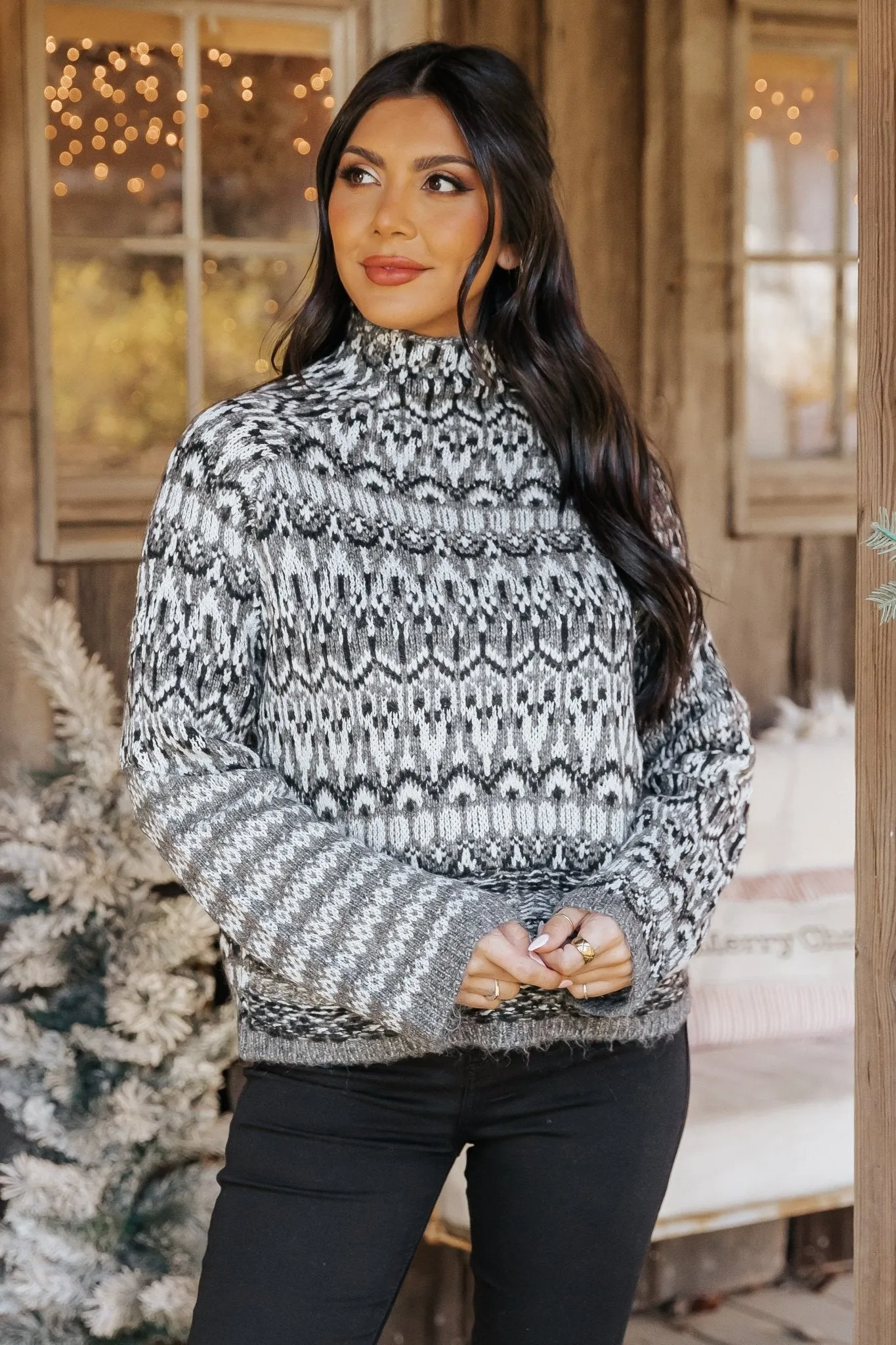 Steve Madden Grey Fair Isle Indie Sweater