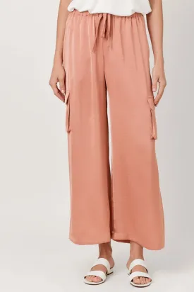 Wide Leg Cargo Pants Peach Pink